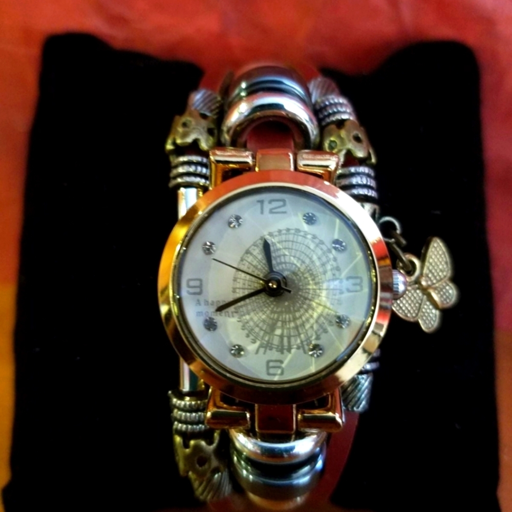 Leather and Stainless Steel bracelet watch